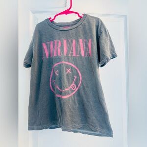 Nirvana Kids Gray and Pink Graphic Tee from Tilly’s. Girls S